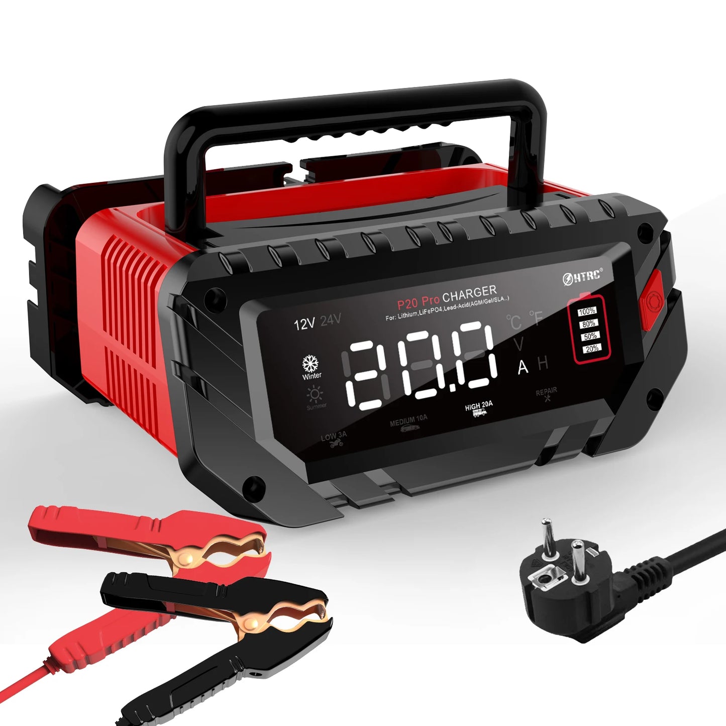 شاحن بطارية سيارة أوتوماتيكي لبطارية AGM ليثيوم الرصاص الحمضية LiFePO4 للدراجات النارية Pulse