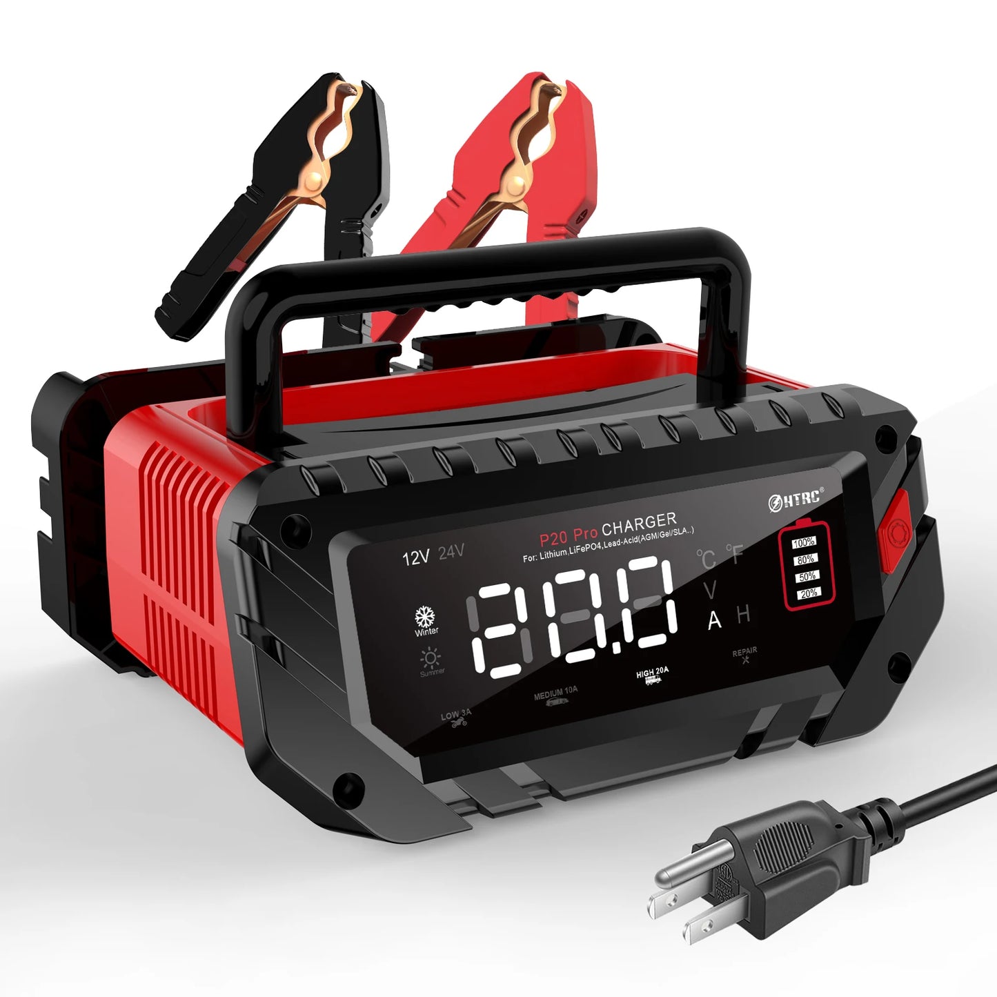 شاحن بطارية سيارة أوتوماتيكي لبطارية AGM ليثيوم الرصاص الحمضية LiFePO4 للدراجات النارية Pulse