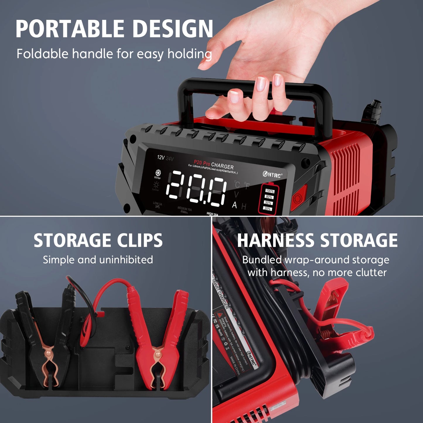 شاحن بطارية سيارة أوتوماتيكي لبطارية AGM ليثيوم الرصاص الحمضية LiFePO4 للدراجات النارية Pulse