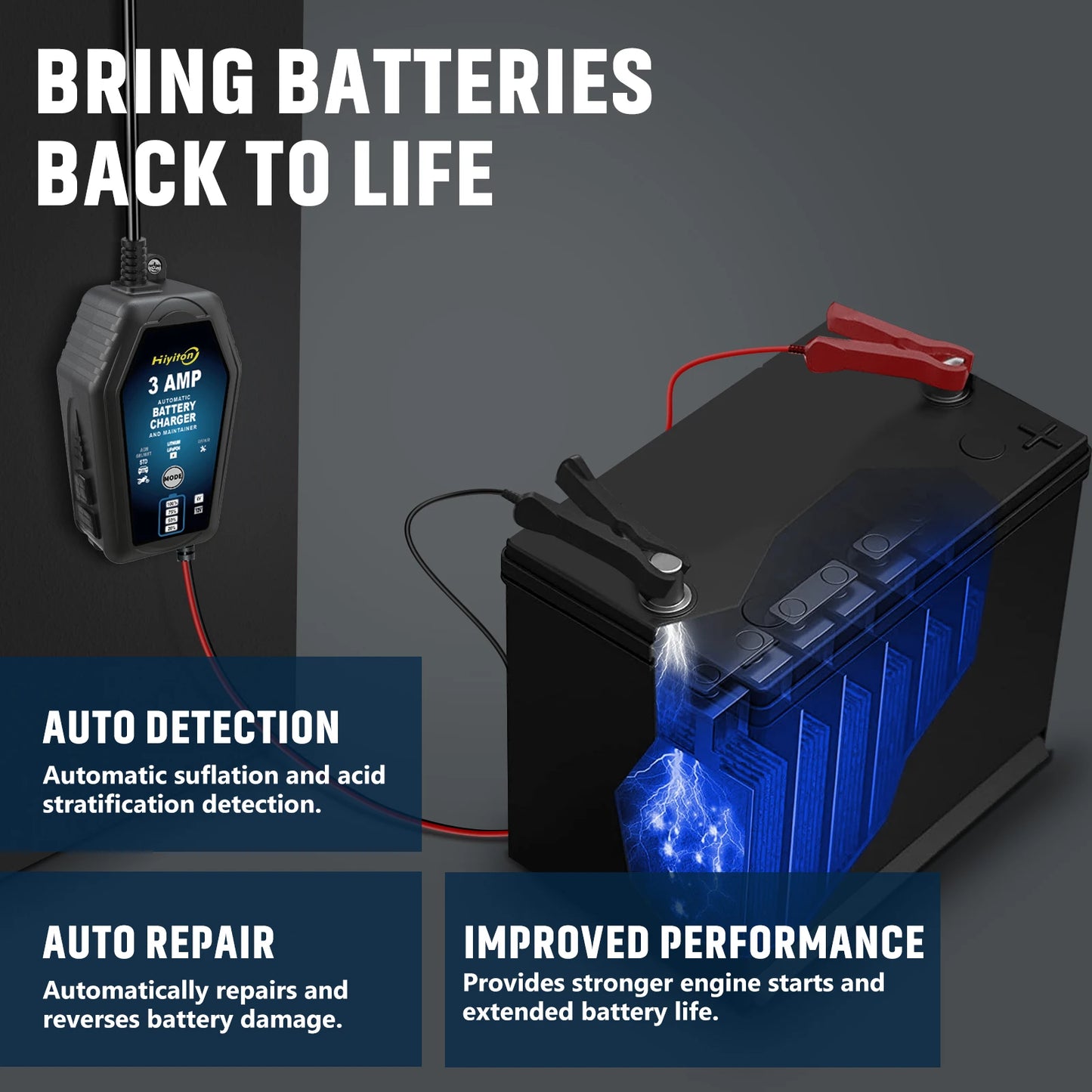 شاحن بطارية ذكي للسيارة والدراجة النارية